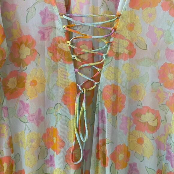 Savage X Fenty Women's size Medium / Large Floral Free Spirit Full-Length Robe - Picture 9 of 11